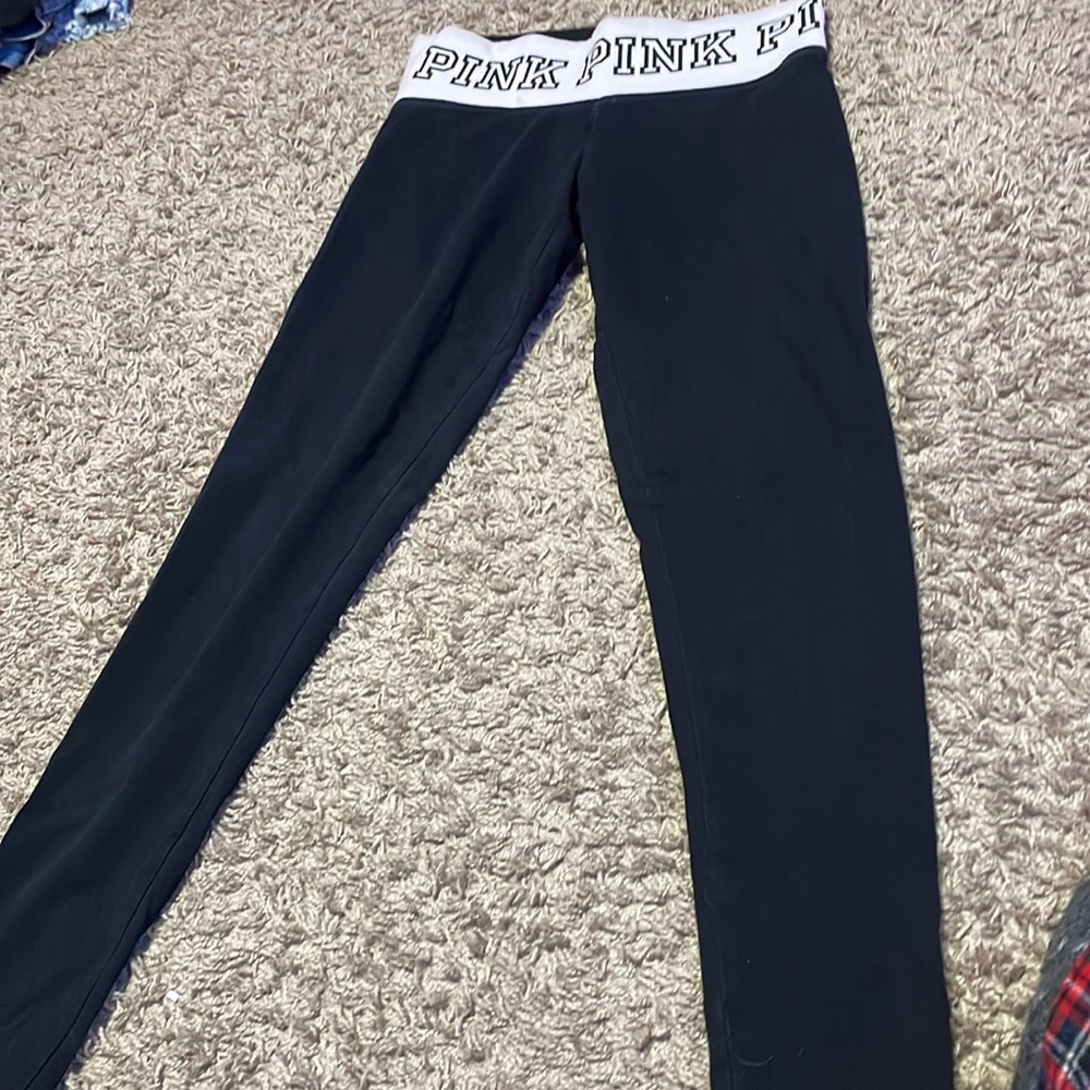 Yoga pants from pink barley worn